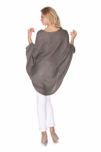 Sweter Ponczo Model 30068 Tabak - PeeKaBoo — zdjęcie 3