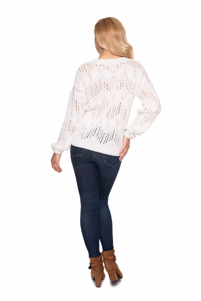 Sweter Damski Model 30076 Cream - PeeKaBoo — zdjęcie 3