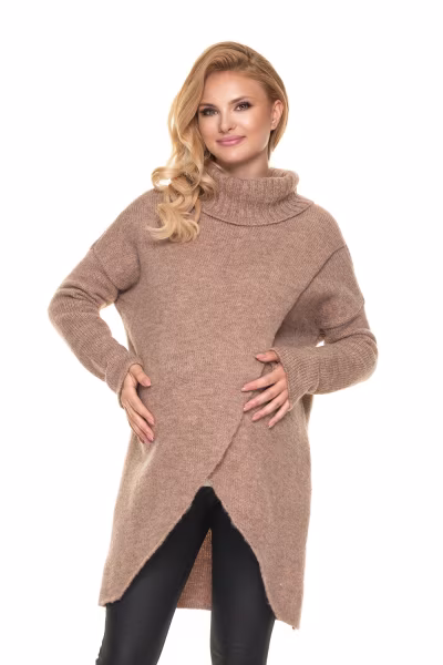 Sweter Ciążowy Model 30078 Cappuccino - PeeKaBoo — zdjęcie 1