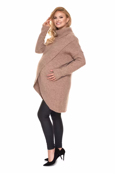 Sweter Ciążowy Model 30078 Cappuccino - PeeKaBoo — zdjęcie 2