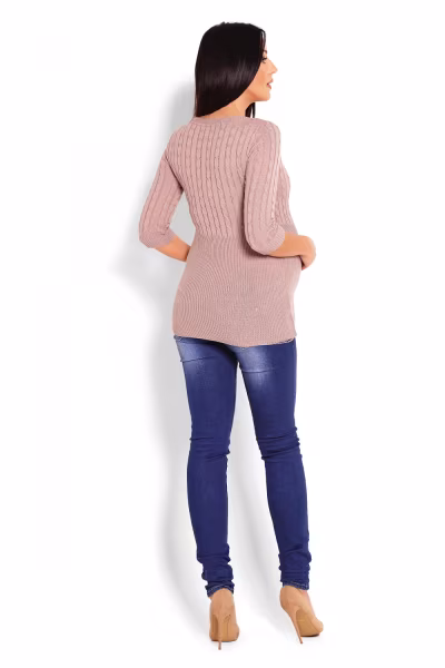 Sweter Damski Model 70008C Cappuccino - PeeKaBoo — zdjęcie 3