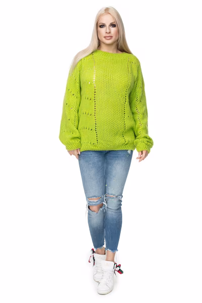 Sweter Damski Model 30059 Limonka - PeeKaBoo — zdjęcie 2
