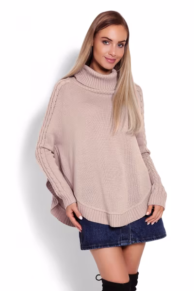 Sweter Ponczo Model 70009 Latte - PeeKaBoo — zdjęcie 1