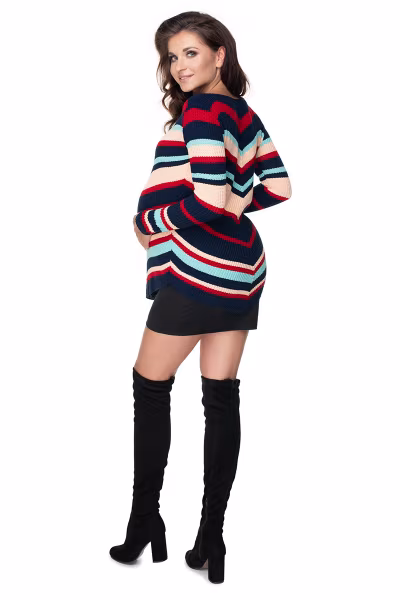 Sweter Ciążowy Model 40032 Navy - PeeKaBoo — zdjęcie 3