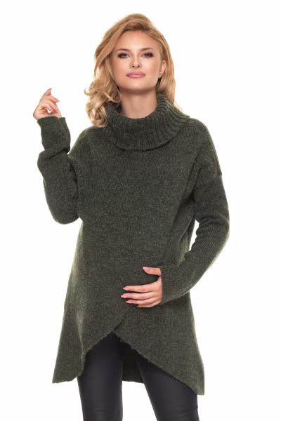 Sweter Ciążowy Model 30078 Khaki - PeeKaBoo — zdjęcie 1