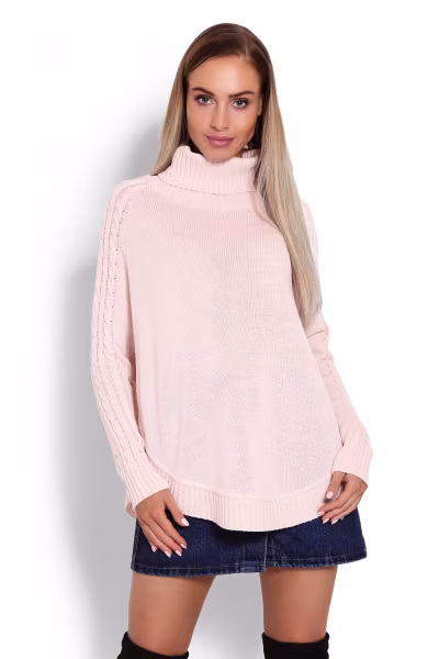 Sweter Ponczo Model 70009 Powder Pink - PeeKaBoo — zdjęcie 1