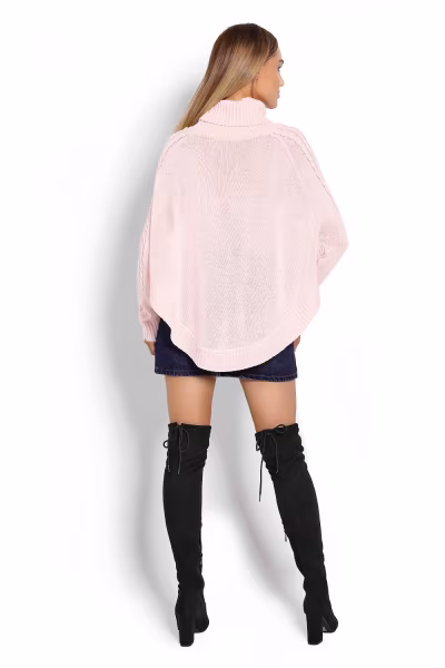 Sweter Ponczo Model 70009 Powder Pink - PeeKaBoo — zdjęcie 3