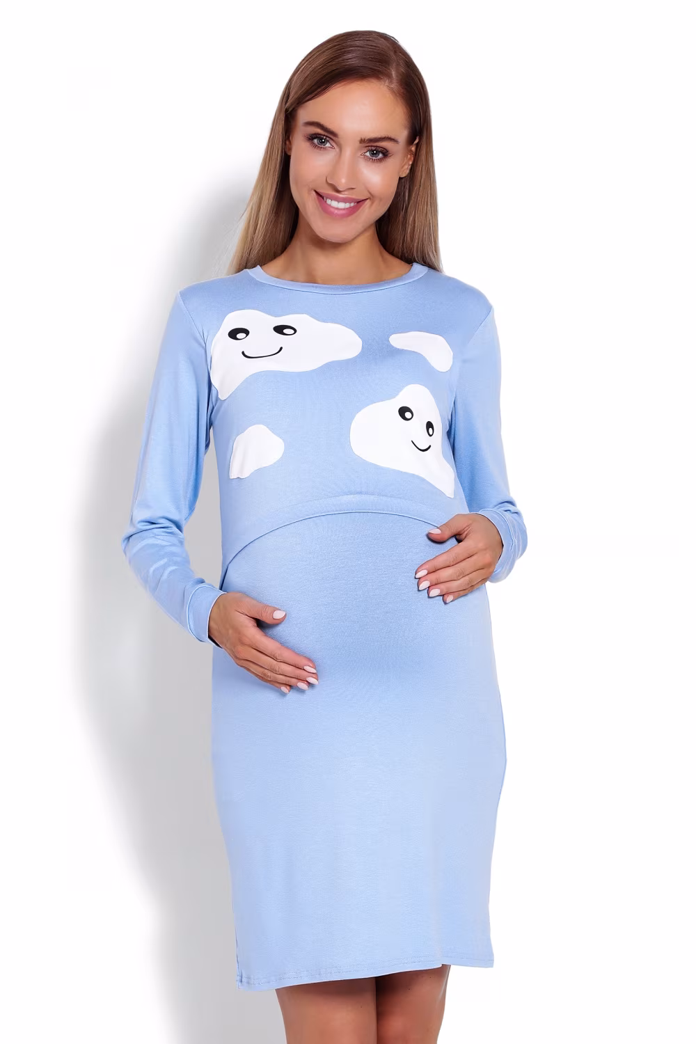 Koszula Nocna Ciążowa Model 1682 Sky Blue - PeeKaBoo