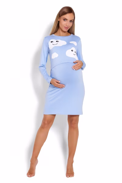 Koszula Nocna Ciążowa Model 1682 Sky Blue - PeeKaBoo — zdjęcie 2