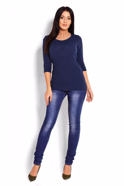 Sweter Damski Model 70008 Petrol Navy - PeeKaBoo — zdjęcie 2