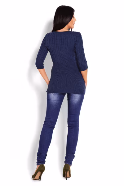 Sweter Damski Model 70008 Petrol Navy - PeeKaBoo — zdjęcie 3