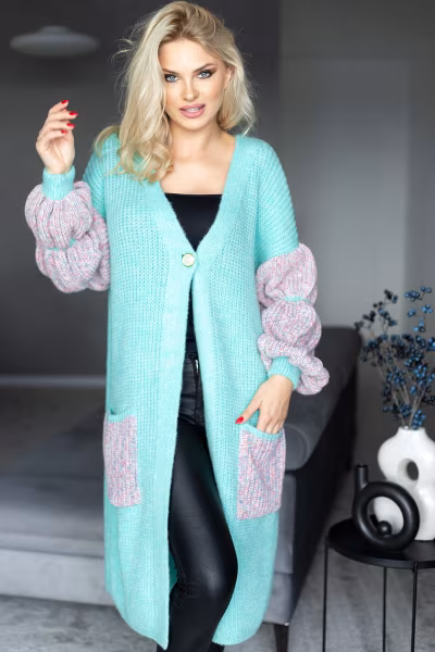 Sweter Kardigan Model 30086 Seledyn - PeeKaBoo — zdjęcie 1