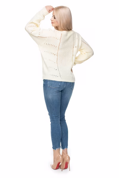 Sweter Damski Model 30059 Cream - PeeKaBoo — zdjęcie 3
