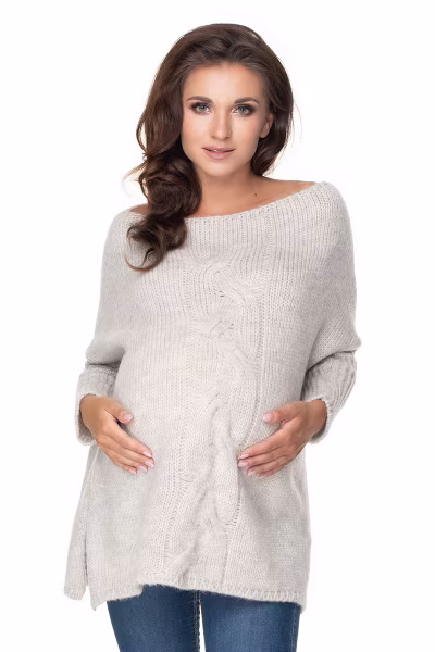 Sweter Ciążowy Model 30075 Light Grey - PeeKaBoo — zdjęcie 1
