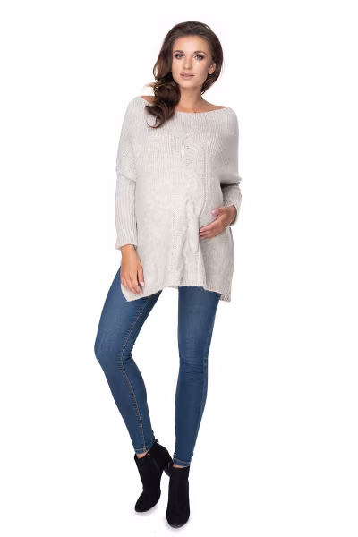 Sweter Ciążowy Model 30075 Light Grey - PeeKaBoo — zdjęcie 2