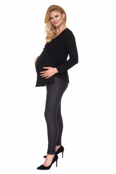 Bluzka Ciążowa Model 0185 Black - PeeKaBoo — zdjęcie 2