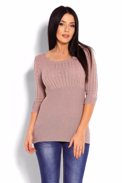 Sweter Damski Model 70008 Cappuccino - PeeKaBoo — zdjęcie 1
