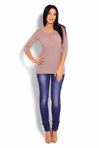Sweter Damski Model 70008 Cappuccino - PeeKaBoo — zdjęcie 2