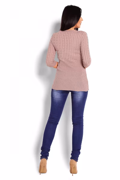 Sweter Damski Model 70008 Cappuccino - PeeKaBoo — zdjęcie 3