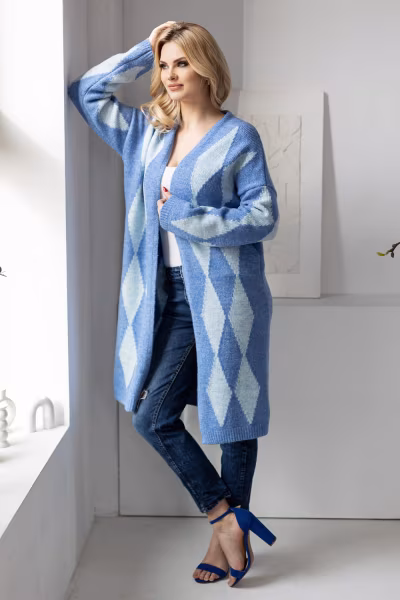 Sweter Kardigan Model 30092 Blue - PeeKaBoo — zdjęcie 2