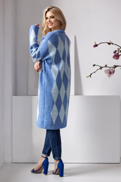 Sweter Kardigan Model 30092 Blue - PeeKaBoo — zdjęcie 3