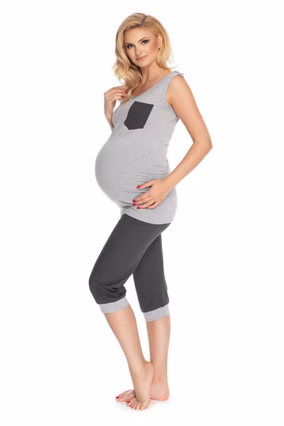 Piżama Damska Ciążowa Model 0177 Grey - PeeKaBoo — zdjęcie 2