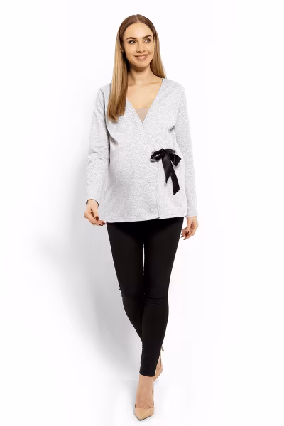 Bluzka Ciążowa Model 1626C Light Grey - PeeKaBoo — zdjęcie 2
