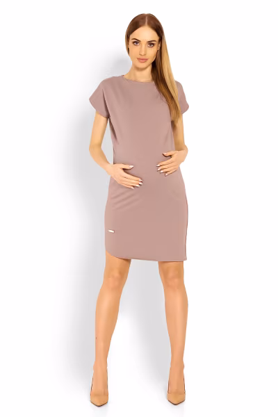 Sukienka Ciążowa Model 1629C Cappuccino - PeeKaBoo — zdjęcie 2