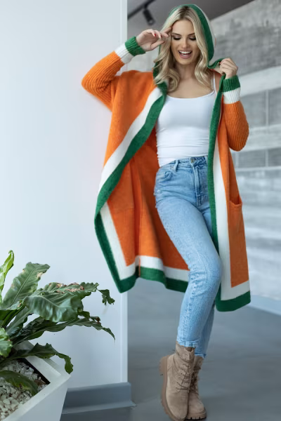 Sweter Kardigan Model 30085 Orange - PeeKaBoo — zdjęcie 2