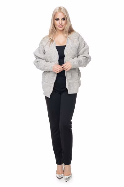 Sweter Kardigan Model 40022 Beige Melange - PeeKaBoo — zdjęcie 2