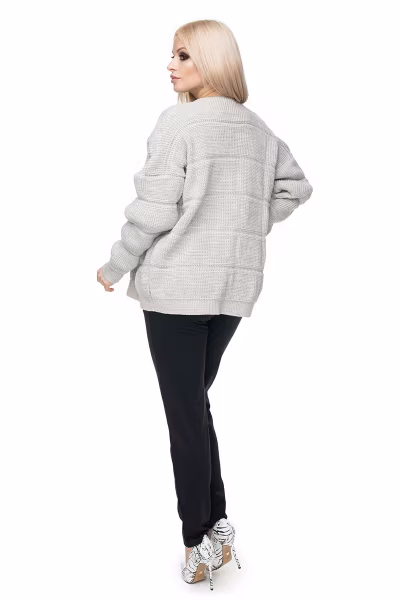 Sweter Kardigan Model 40022 Beige Melange - PeeKaBoo — zdjęcie 3
