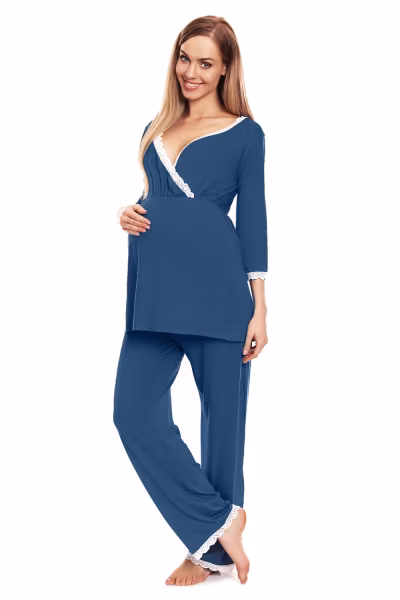 Piżama Ciążowa Model 0136 Blue - PeeKaBoo — zdjęcie 2