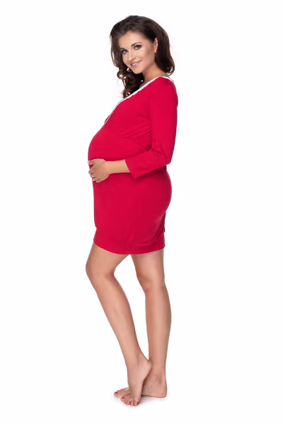 Koszula Nocna Ciążowa Model 0155 Bordo - PeeKaBoo — zdjęcie 2