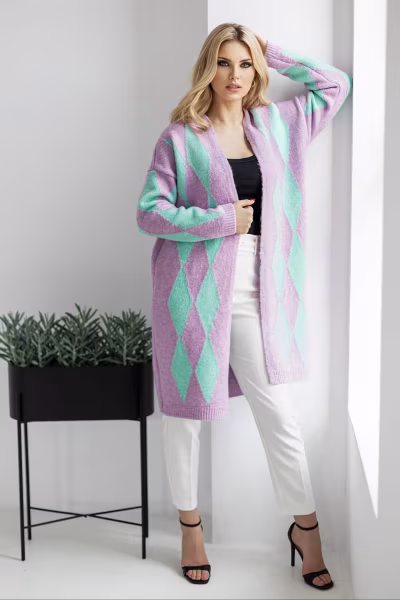 Sweter Kardigan Model 30092 Lila - PeeKaBoo — zdjęcie 1