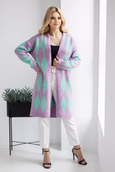 Sweter Kardigan Model 30092 Lila - PeeKaBoo — zdjęcie 3