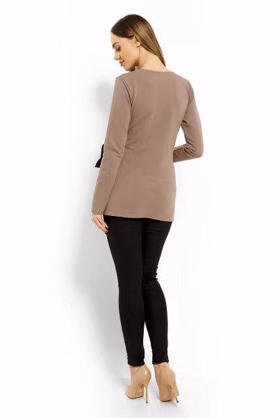 Bluzka Ciążowa Model 1626C Cappuccino - PeeKaBoo — zdjęcie 3