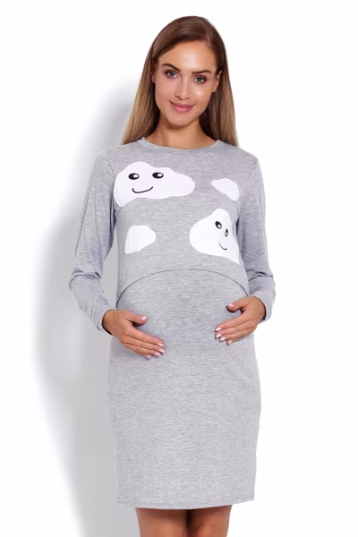 Koszula Nocna Ciążowa  Model 1682 Grey - PeeKaBoo — zdjęcie 1