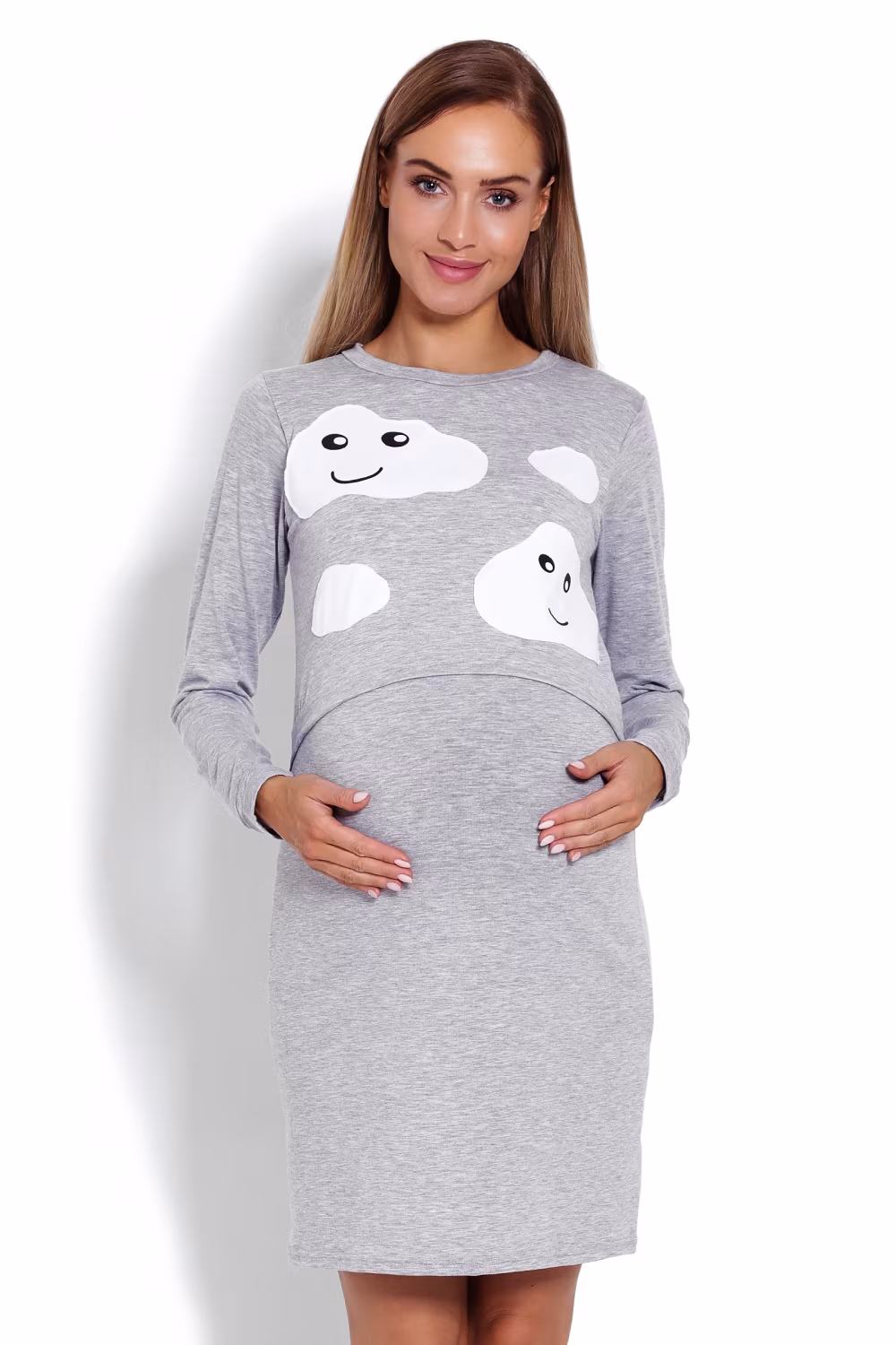 Koszula Nocna Ciążowa  Model 1682 Grey - PeeKaBoo