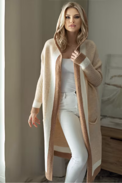 Sweter Kardigan Model 30085 Cream - PeeKaBoo — zdjęcie 1