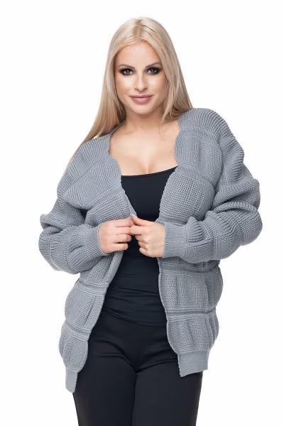 Sweter Kardigan Model 40022 Grey - PeeKaBoo — zdjęcie 1
