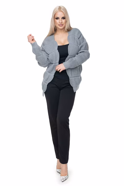 Sweter Kardigan Model 40022 Grey - PeeKaBoo — zdjęcie 2