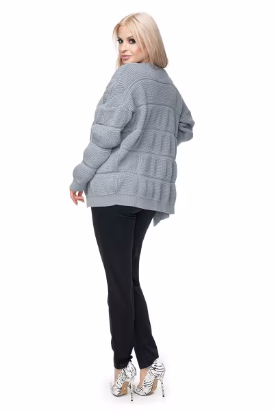 Sweter Kardigan Model 40022 Grey - PeeKaBoo — zdjęcie 3