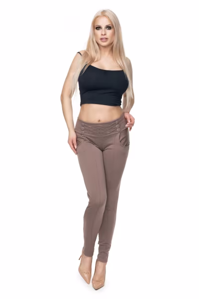 Spodnie Damskie Model 0105 Cappuccino - PeeKaBoo — zdjęcie 2