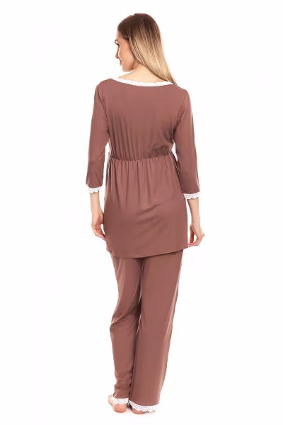 Piżama Ciążowa Model 0136 Cappuccino - PeeKaBoo — zdjęcie 3