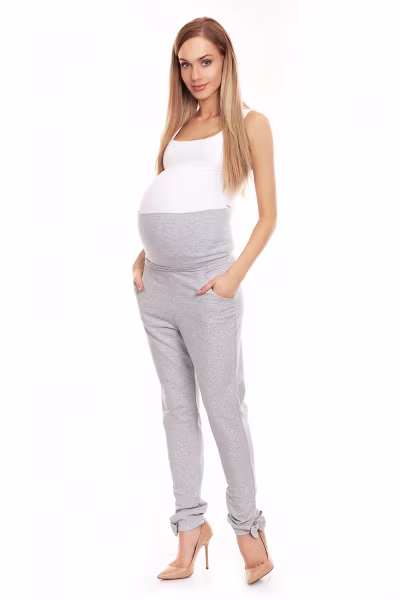 Spodnie Ciążowe Model 0135 Grey - PeeKaBoo — zdjęcie 2