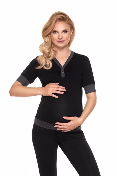 Piżama Ciążowa Model 0184 Black - PeeKaBoo — zdjęcie 1