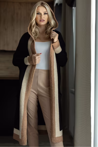 Sweter Kardigan Model 30085 Black - PeeKaBoo — zdjęcie 1