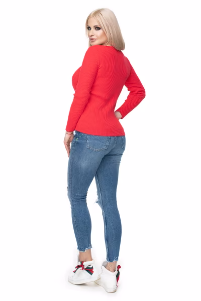 Sweter Damski Model 70021 Coral - PeeKaBoo — zdjęcie 3