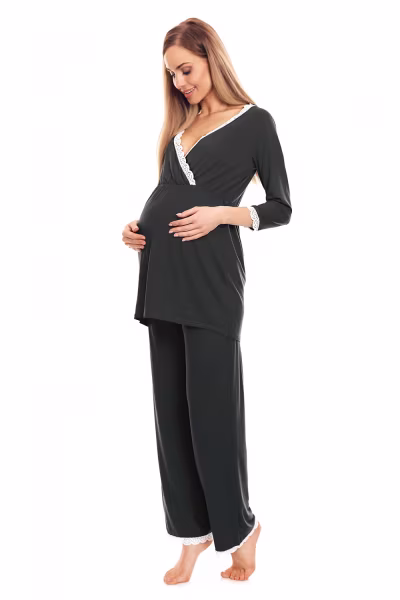 Piżama Ciążowa Model 0136 Grafit - PeeKaBoo — zdjęcie 2