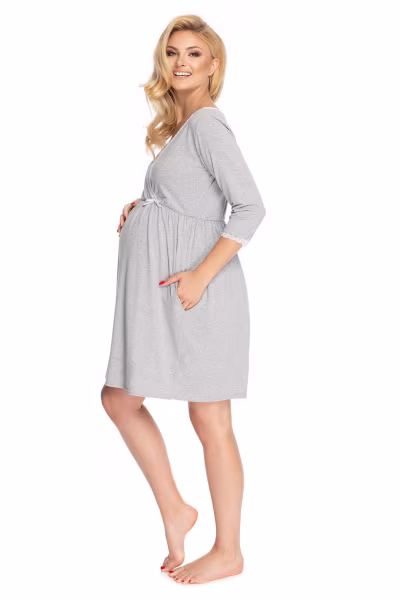 Koszula Nocna Ciążowa Model 0178 Grey - PeeKaBoo — zdjęcie 2